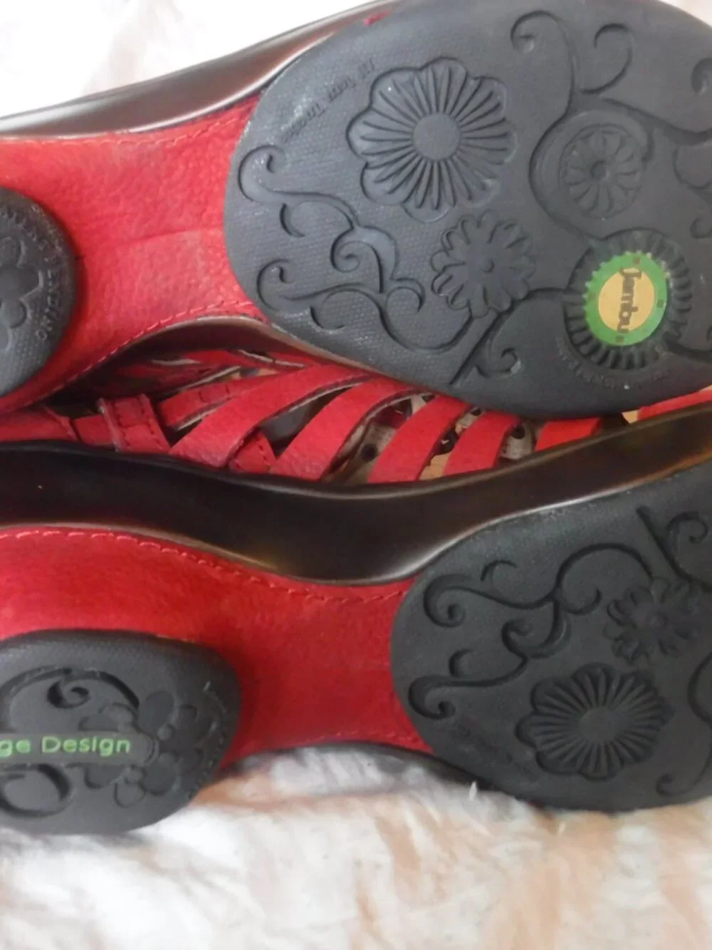 Jambu Womens Red strappy Wedge Shoes Womens Size 7 1/2 M